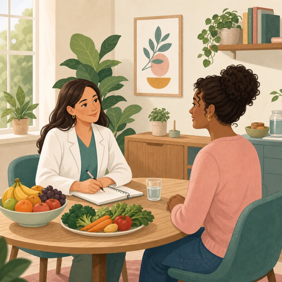 Consulta de nutrição com orientação alimentar